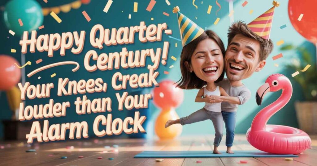 Happy quarter-century! Your knees now creak louder than your alarm clock